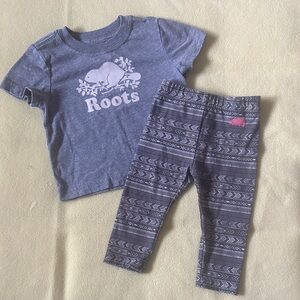 Roots T-Shirt and Patterned Leggings Set, Size 6-12M